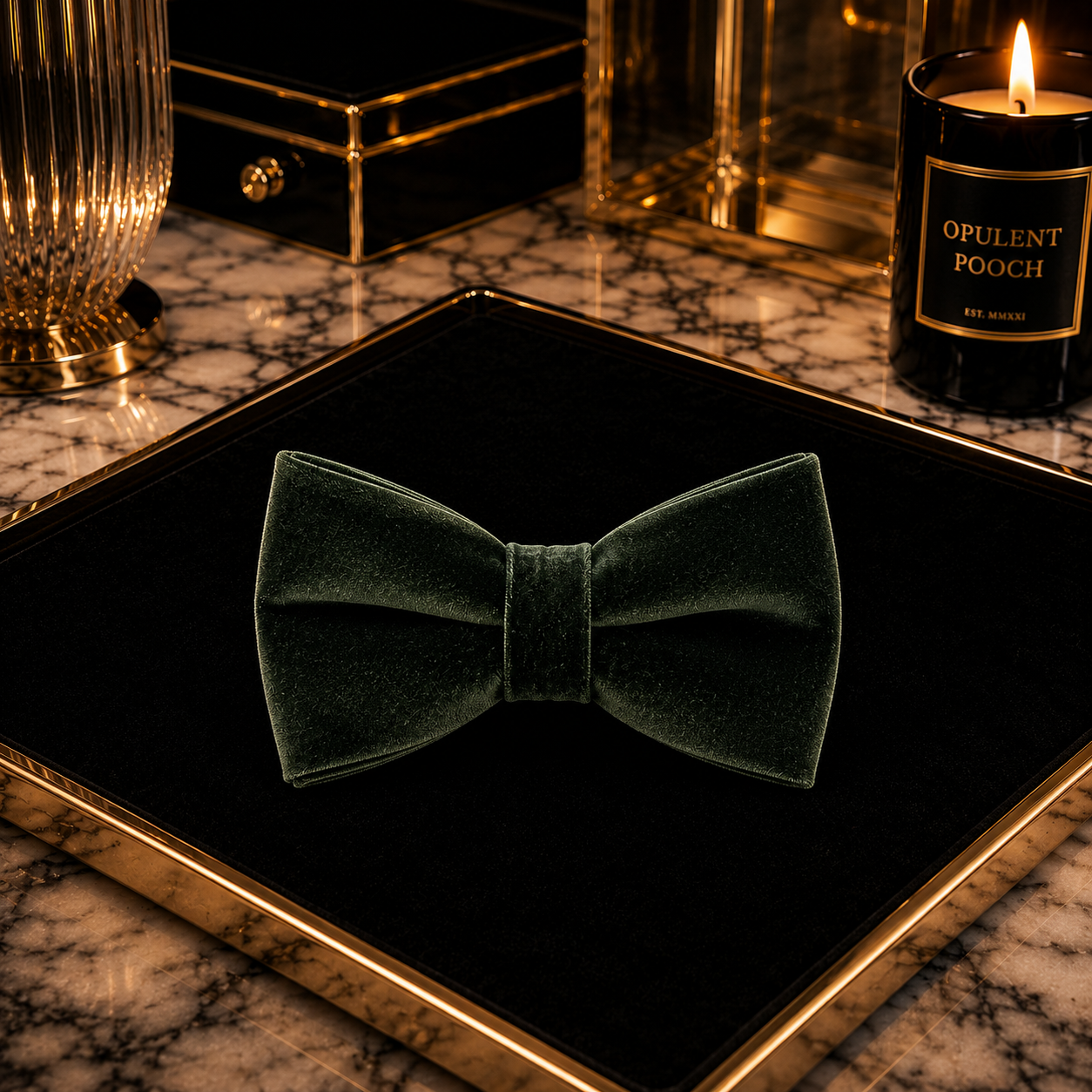 The Emerald - Velvet Collar & Leash Set