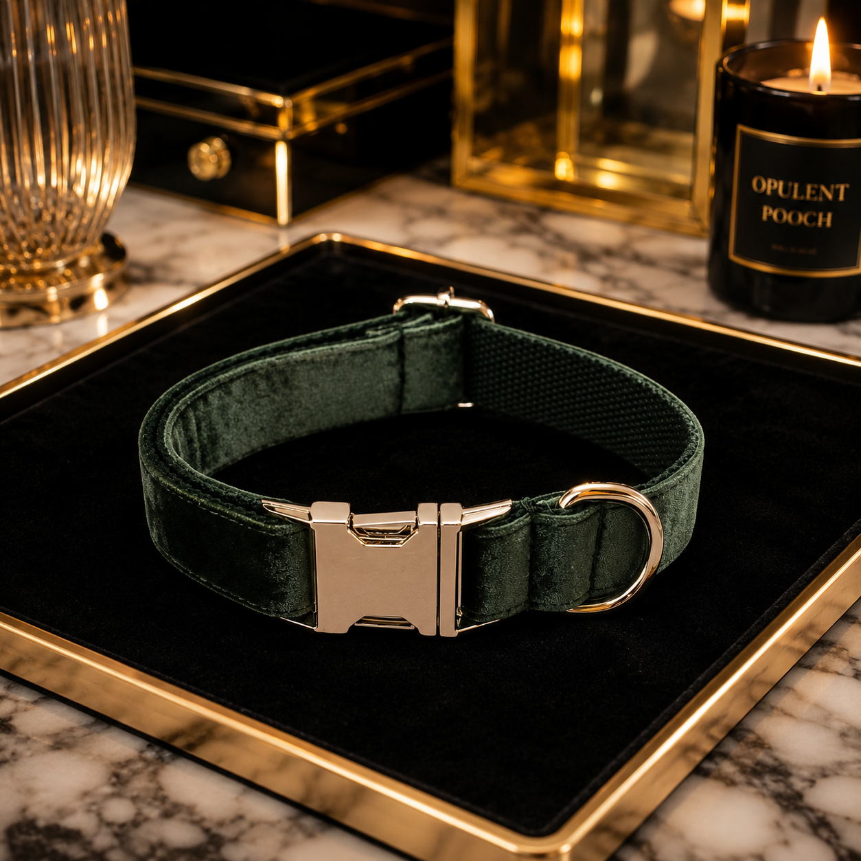 The Emerald - Velvet Collar & Leash Set